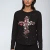 CROSS BOTANICAL LONG SLEEVE TOP BLACK
