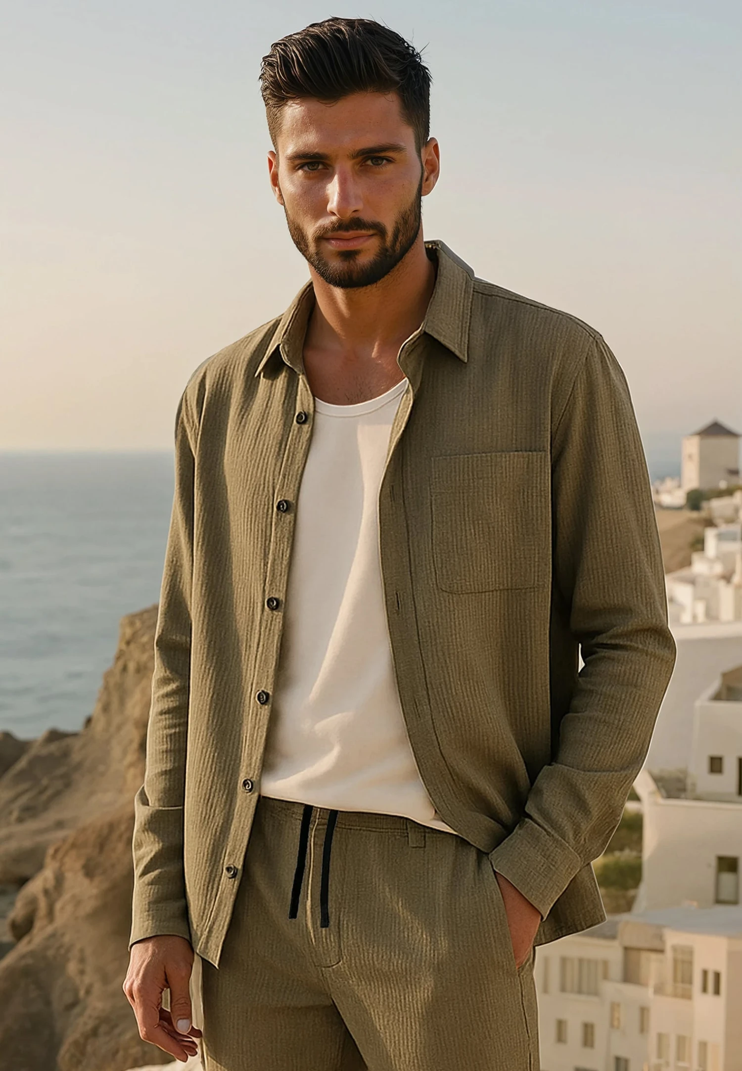 MYKONOS LONG SLEEVE HOLIDAY SHIRT MOSS GREEN 1 MYKONOS LONG SLEEVE HOLIDAY SHIRT MOSS GREEN