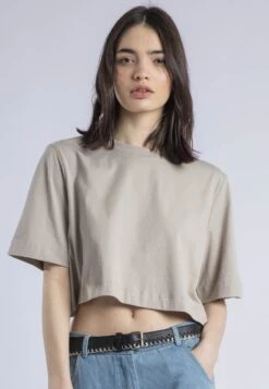 BASIC CROP T-SHIRT STONE