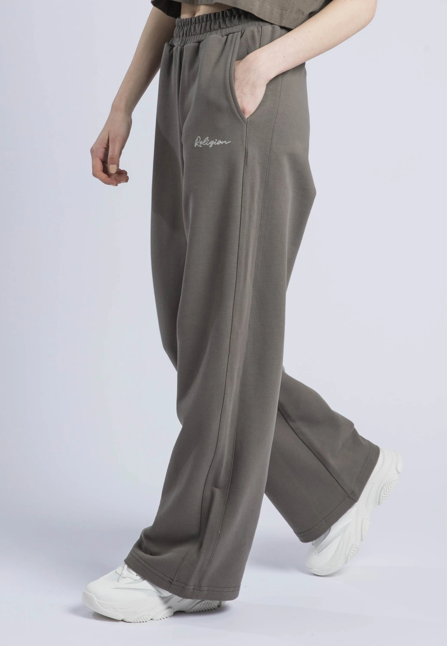 EMBROIDERY RELAXED SWEATPANTS BRINDLE 2 EMBROIDERY RELAXED SWEATPANTS BRINDLE - Image 2