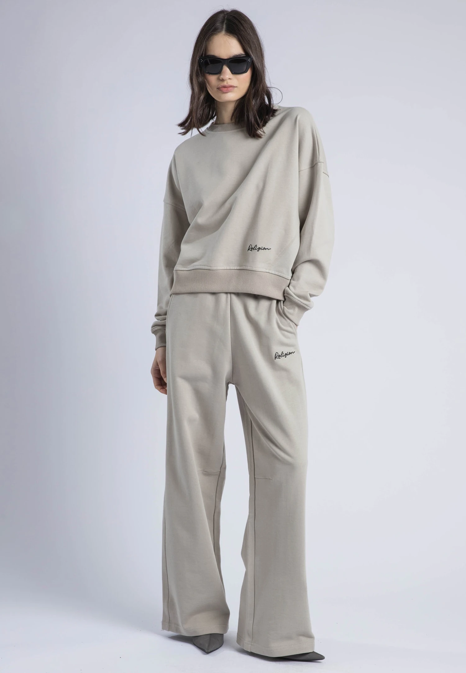 EMBROIDERY RELAXED SWEATPANTS STONE 3 EMBROIDERY RELAXED SWEATPANTS STONE - Image 3