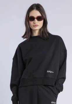 EMBROIDERY BATWING SWEAT BLACK