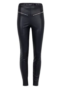 STEEL LEATHER LOOK LEGGINGS 15 STEEL LEATHER LOOK LEGGINGS -Religion Clothing WHSTP11 JET BLACK FRONT