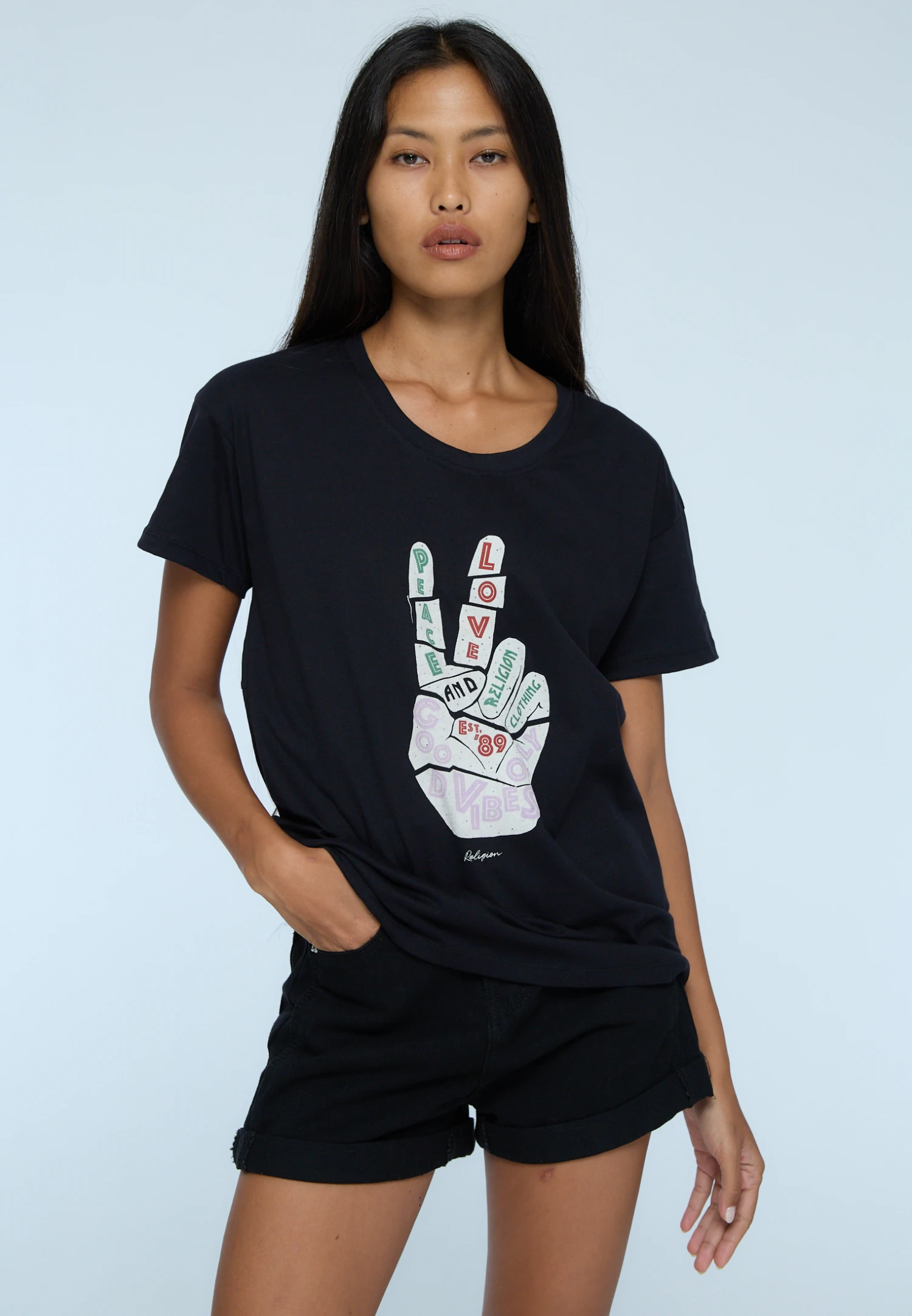 ROCK T-SHIRT PEACE BLACK 1 ROCK T-SHIRT PEACE BLACK